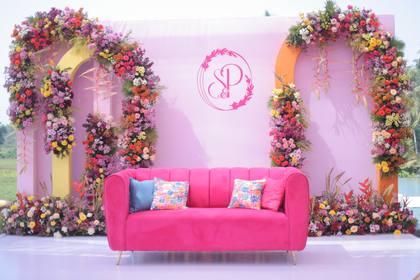 Backdrop and Lounge — Haldi decor — Alila Diwa Goa